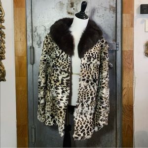COPY - 1960s DOUBLE BREASTED DYED CHEETAH PRINT FUR COAT